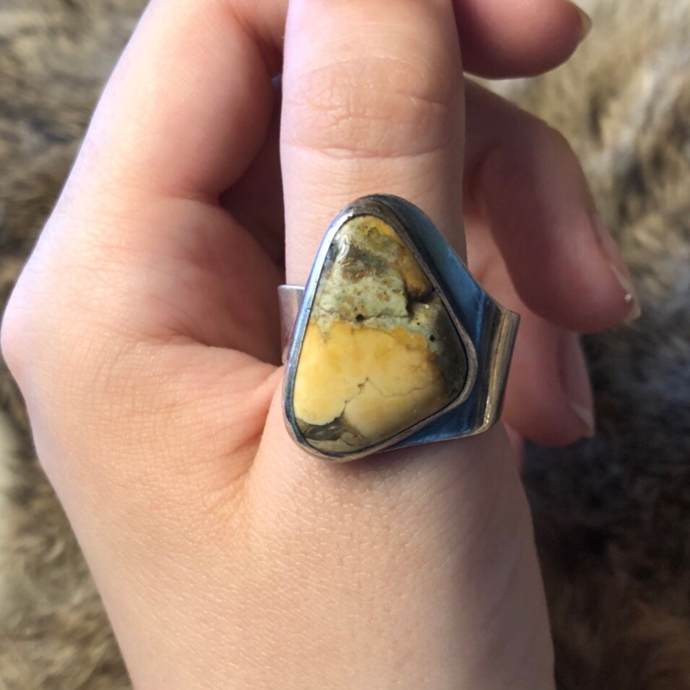 Minimalist Sterling Silver Agate Ring - image 2